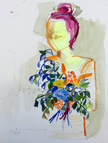 'Girl' on paper V 9x12